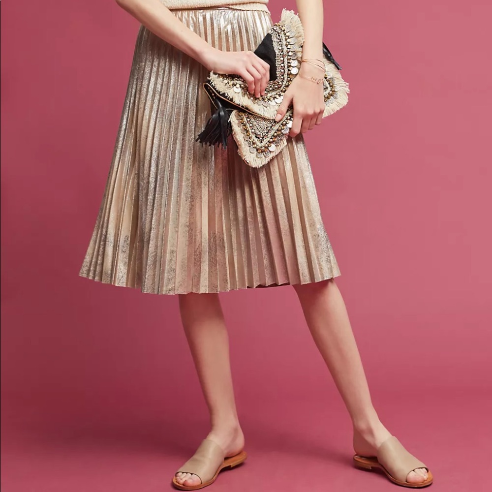 Pleated Metallic Skirt NWT (Sz M)